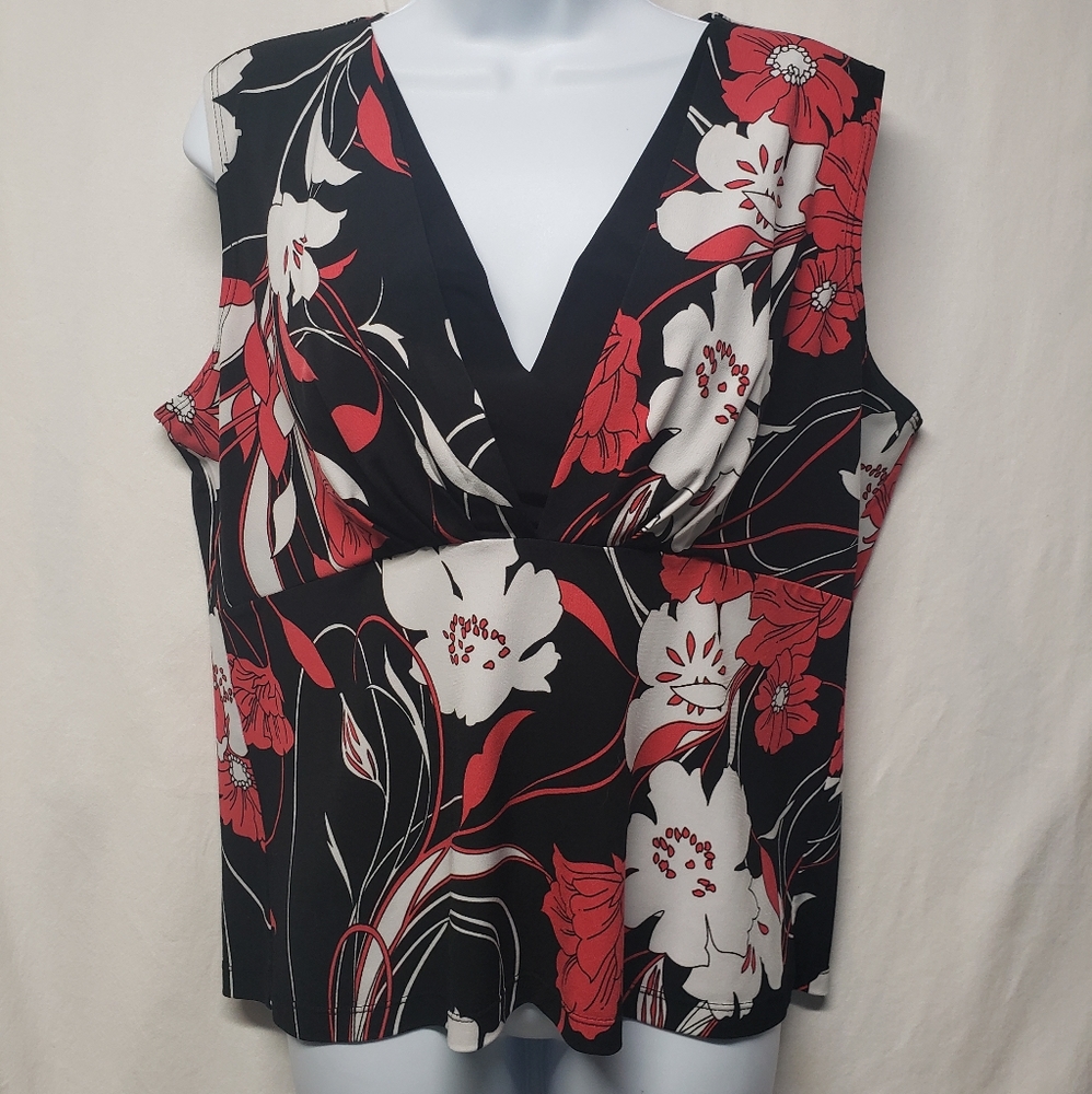 Susan Lawrence XL Open Vneck Sleeveless Top